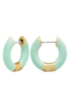 Central Park Tubular Enamel Hoop Earrings In Matte Mint