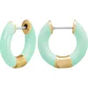 Central Park Tubular Enamel Hoop Earrings In Mint Green