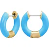 Central Park Tubular Enamel Hoop Earrings In Neon Blue