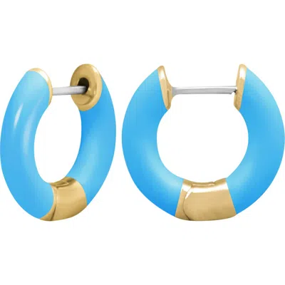 Central Park Tubular Enamel Hoop Earrings In Neon Blue