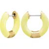 Central Park Tubular Enamel Hoop Earrings In Neon Yellow