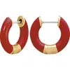 Central Park Tubular Enamel Hoop Earrings In Opaque Red