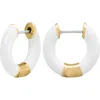 Central Park Tubular Enamel Hoop Earrings In White