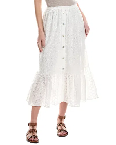 Central Park West Agnes Eyelet Midi Skirt In White