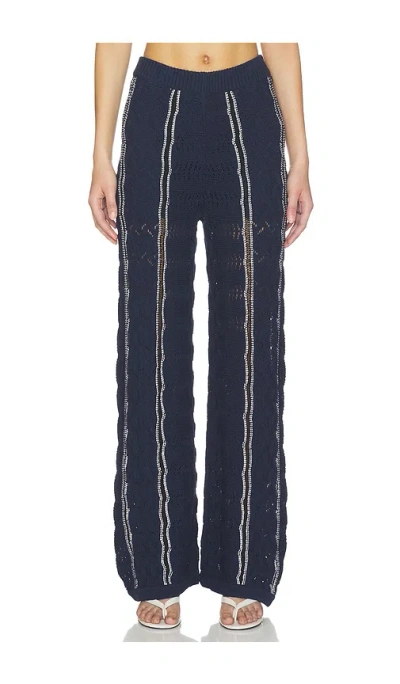 Central Park West Amber Novelty Stitch Sweater Pant In Blue