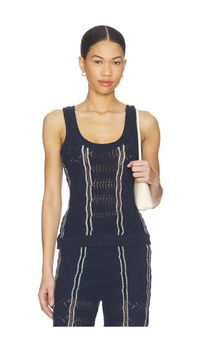 Central Park West Amber Squiggle Stitch Tank In Blue