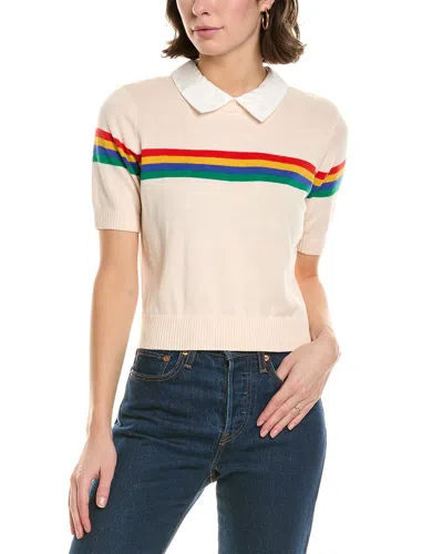 Central Park West Arie Rainbow Stripe Sweater In White