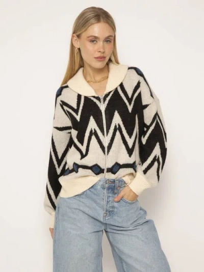 Central Park West Arlo Fair Isle Sweater Bomber In Ivory Combo