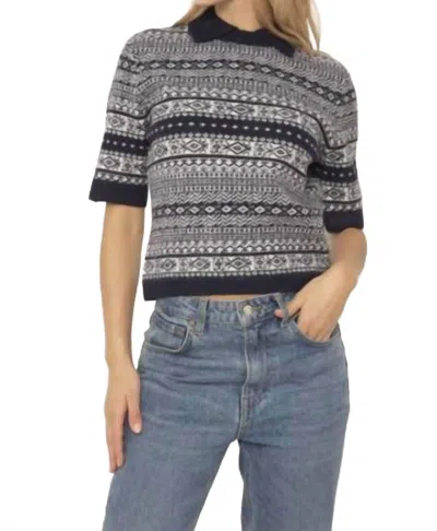 Central Park West Arlo Mini Fairisle Polo In Navy In Blue