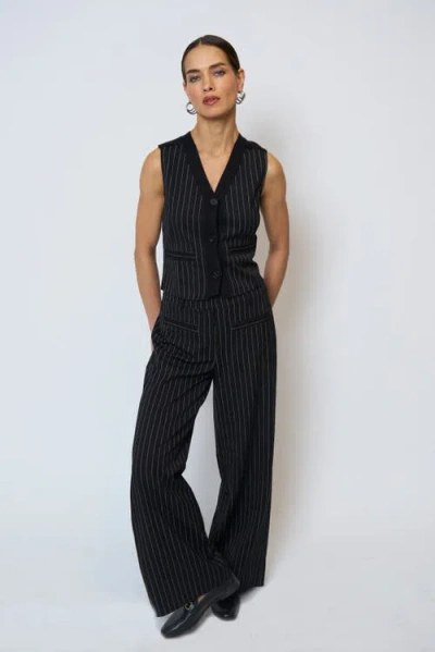 Central Park West Astrid Pinstripe Vest In Black