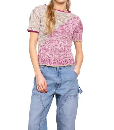 Central Park West Aubree Sweater In Oatmeal/berry In Multi