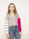Central Park West Ava Color Block Hoodie In Pink Multi