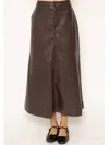 Central Park West Beatrix Vegan Midi Skirt In Brown