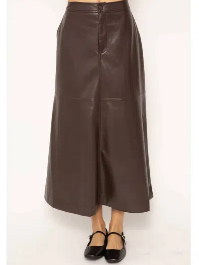CENTRAL PARK WEST BEATRIX VEGAN MIDI SKIRT IN BROWN
