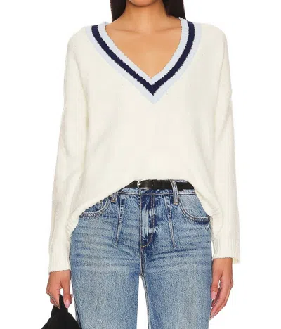 Central Park West Bianca V Neck Sweater In White