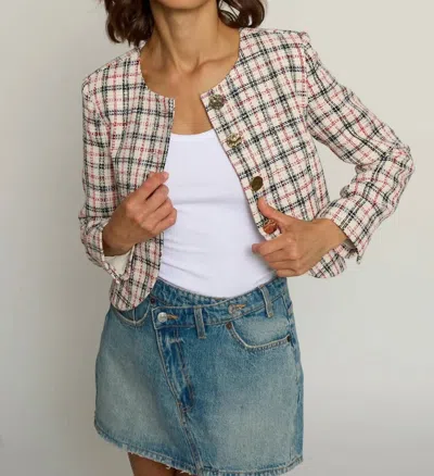 Central Park West Big Button Collarless Jacket In Multi