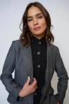 Central Park West Billie Herringbone Jacket In Gray