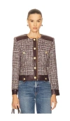 Central Park West Billie Houndstooth Jacket In Multi