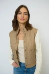 Central Park West Brady Quilted Mixed Media Jacket In Gold