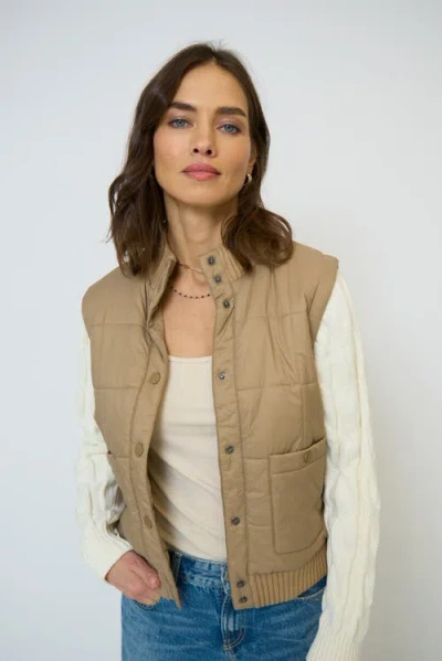Central Park West Brady Quilted Mixed Media Jacket In Gold