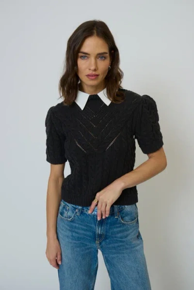Central Park West Brooke Short Sleeve Twofer In Black