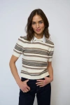 Central Park West Brooke Short Sleeve Twofer In Neutral