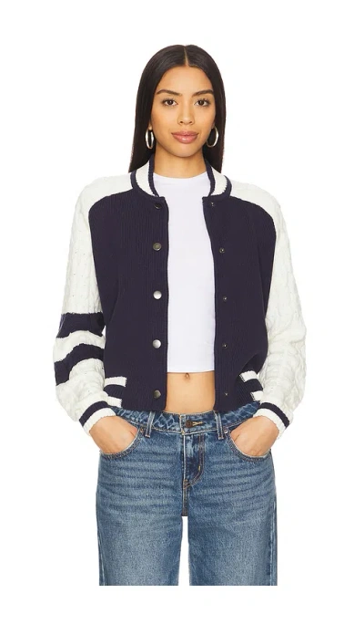 Central Park West Cable Sleeve Knit Bomber In Multi
