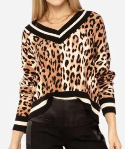 Central Park West Calla V-neck Top In Leopard Print