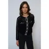 Central Park West Carla Mesh Stitch Cardigan In Black