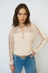 Central Park West Carla Mesh Yoke Polo In White
