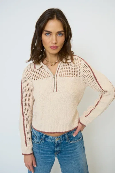 Central Park West Carla Mesh Yoke Polo In White
