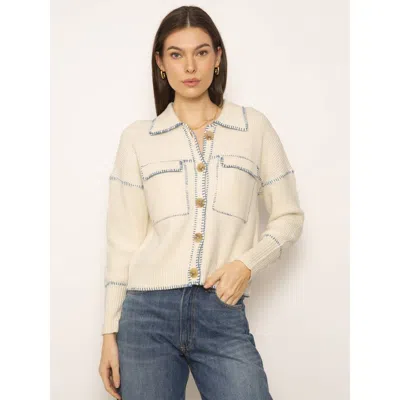 Central Park West Casey Whipstitch Sweater Jacket In Ivory