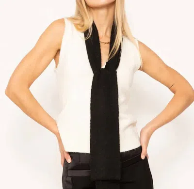 Central Park West Cece Neck Tie Sweater In White