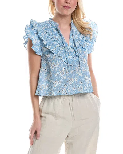 Central Park West Celeste Ruffle Top In Blue