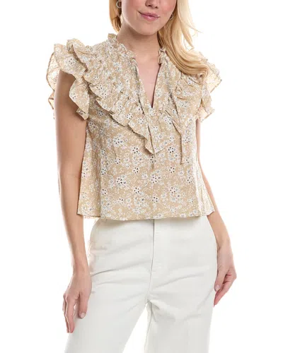Central Park West Celeste Ruffle Top In Brown