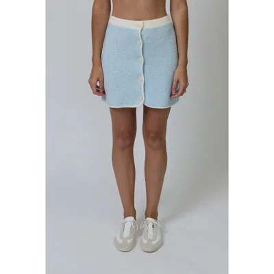 Central Park West Celeste Tweed Yarn Skirt In Blue