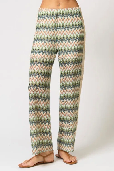 Central Park West Celine Crochet Mid Rise Pants In Multi