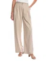 Central Park West Chandler Pleated Linen-blend Wide Leg Pant In Neutral