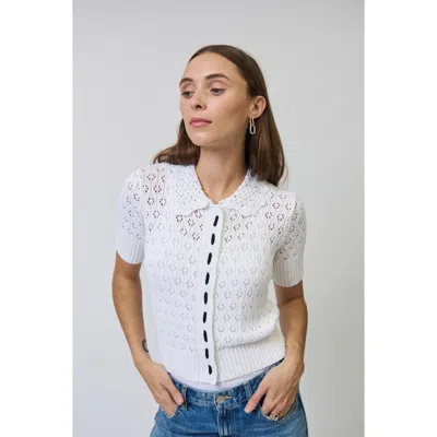 Central Park West Charli Eyelet Stitch Top In Yellow