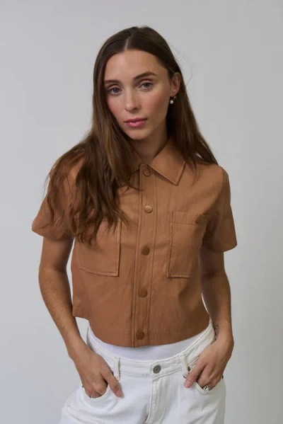 Central Park West Chelsea Vegan Cropped Jacket In Brown
