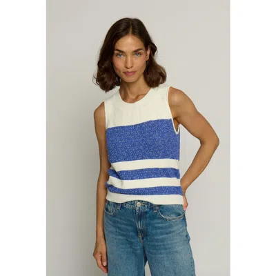 Central Park West Chunky Novelty Shell In Blue Stripe