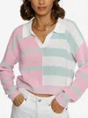 Central Park West Colorblock Cropped Stripe Top In Pink Multi In Pink