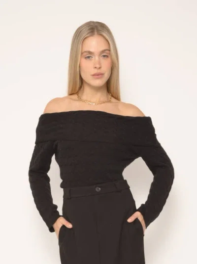 Central Park West Constance Cable Off Shoulder In Black