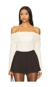 Central Park West Constance Cable Off Shoulder In Ivory