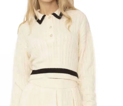 Central Park West Constance Cable Polo In Ivory In Multi