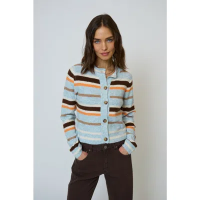 Central Park West Cozy Button Cardigan In Blue