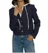 Central Park West Crop Tweed Dickie Blazer In Navy