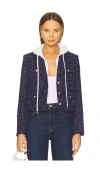 Central Park West Crop Tweed Dickie Blazer In Navy Multi