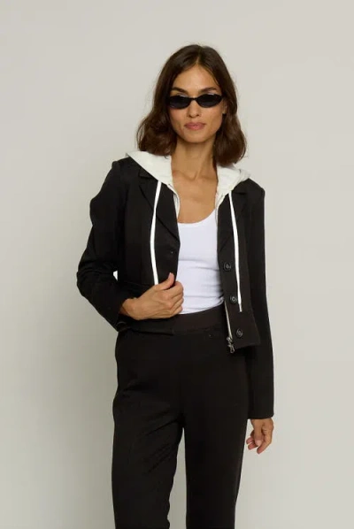 Central Park West Cropped Fitted Dickey Jacket In Black