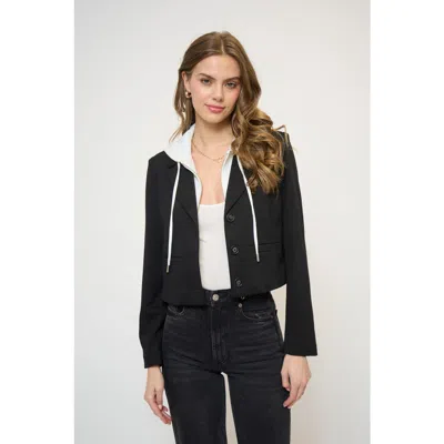 Central Park West Cropped Fitted Dickey Jacket In Black